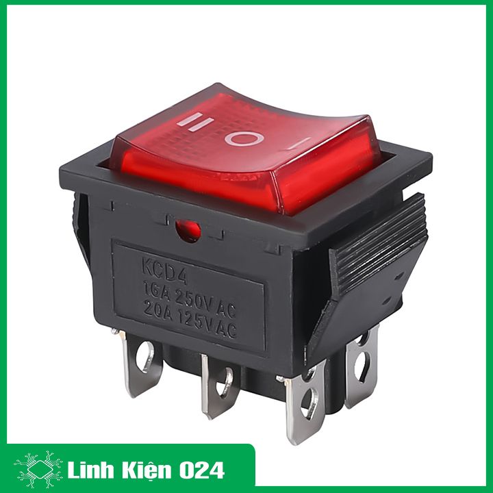 Công Tắc Bập Bênh KCD4 6P 3 Chế Độ Có Đèn