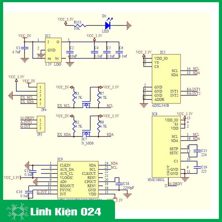 Module Cảm Biến 9 Trục Tự Do GY85 (K3E17-1)