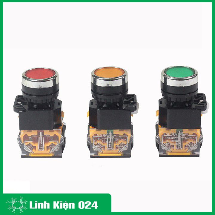 Nút Nhấn Đề Giữ Trạng Thái Không Đèn LA38 380V-10A 2 Tiếp Điểm Thường Mở