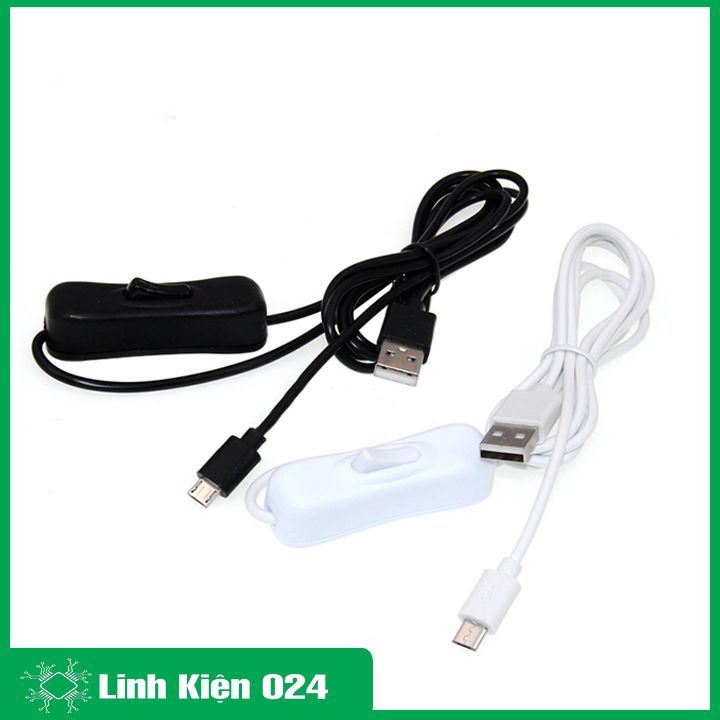 Dây Cáp Nguồn Đèn Tích Điện Có Công Tắc  USB 5VDC Chân Micro 1.5 Mét