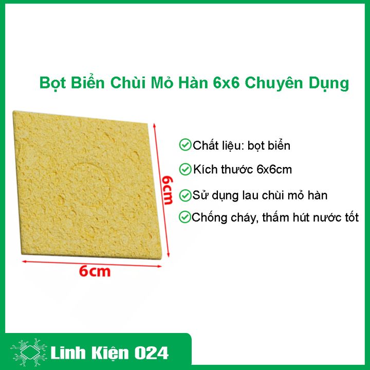 Bộ 5 Miếng Bọt Biển Vệ Sinh Mỏ Hàn 6x6Cm Tiện Dụng