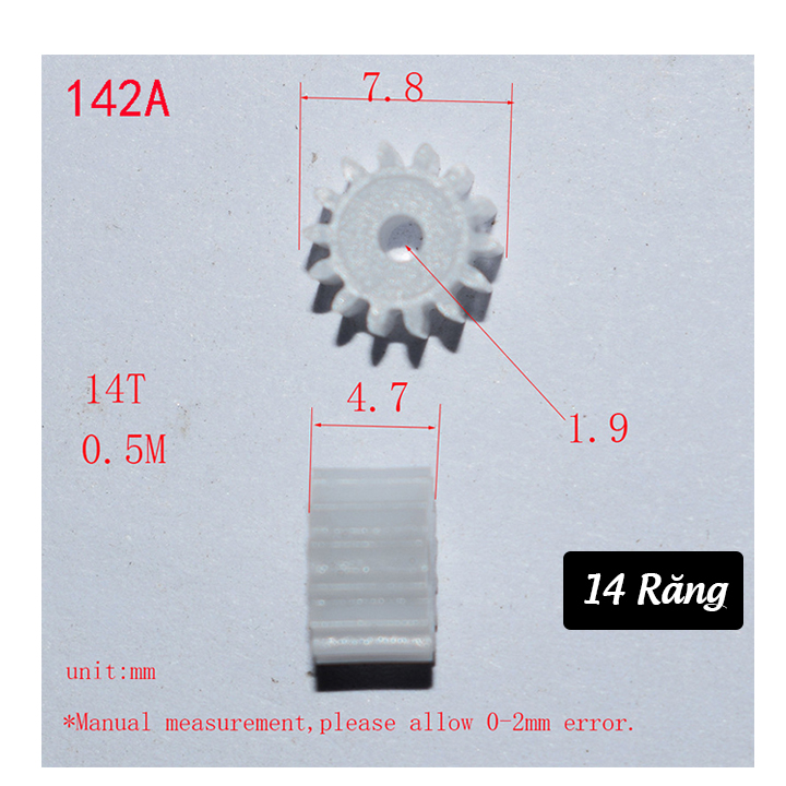Bánh Răng Nhựa Trục 2mm
