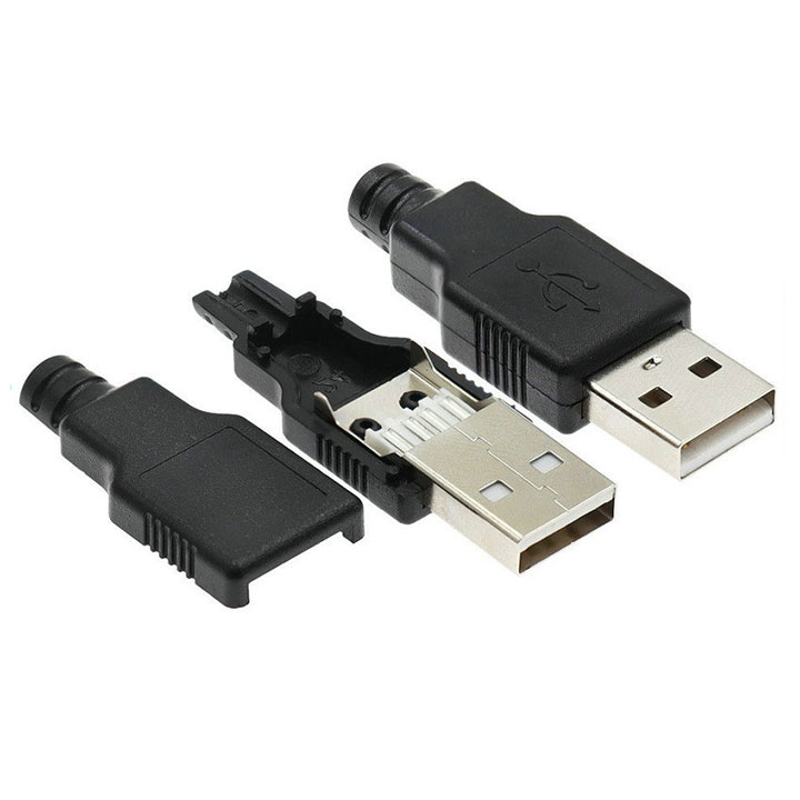 Combo 5 Đầu Jack Cổng USB A Đực 4P + Vỏ