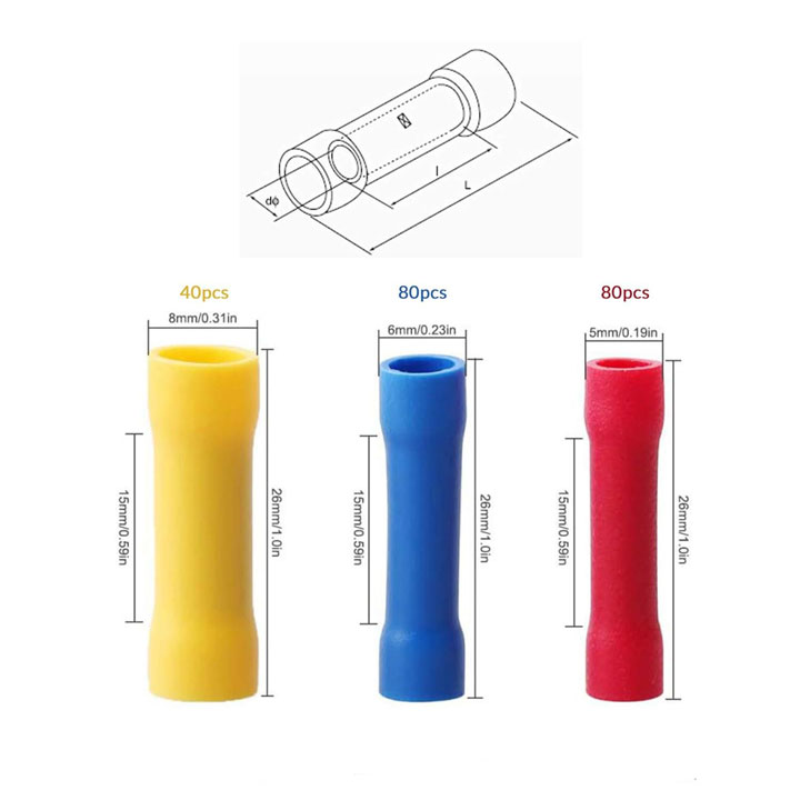 (Gói 100 cái) Ống Nối Đây Điện Thẳng , Cos Nối Dây Điện, BV1.25 / BV 2 / BV5.5