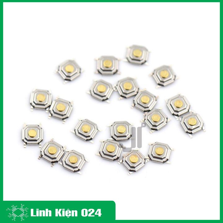 Nút Nhấn 4 Chân SMD 4x4x1.5 Đầu Đồng Chống Nước (K2C9-1)