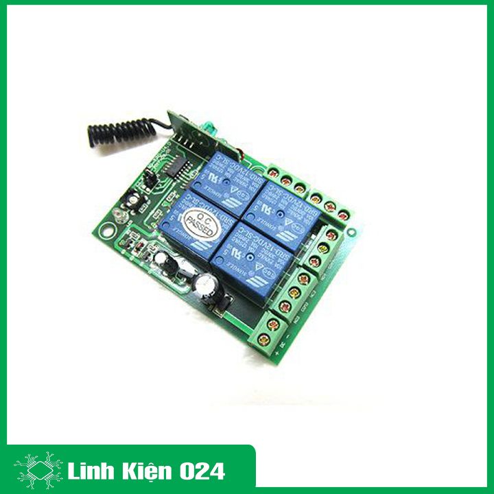 Bộ Điều Khiển Relay 4 Kênh 12V 10A Bằng RF315Mhz + Tay Phát Học Lệnh 100m (k4B6)