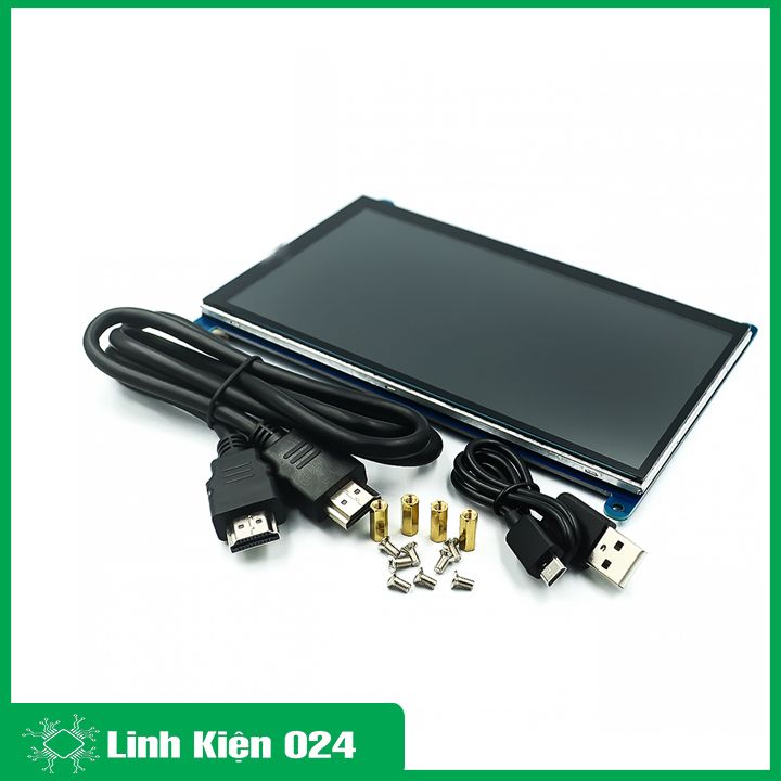 Màn Hình Raspberry 7Inch HD 1024x600 Cảm Ứng Điện Dung -Tặng Đĩa, Cáp HDMI, Cáp USB