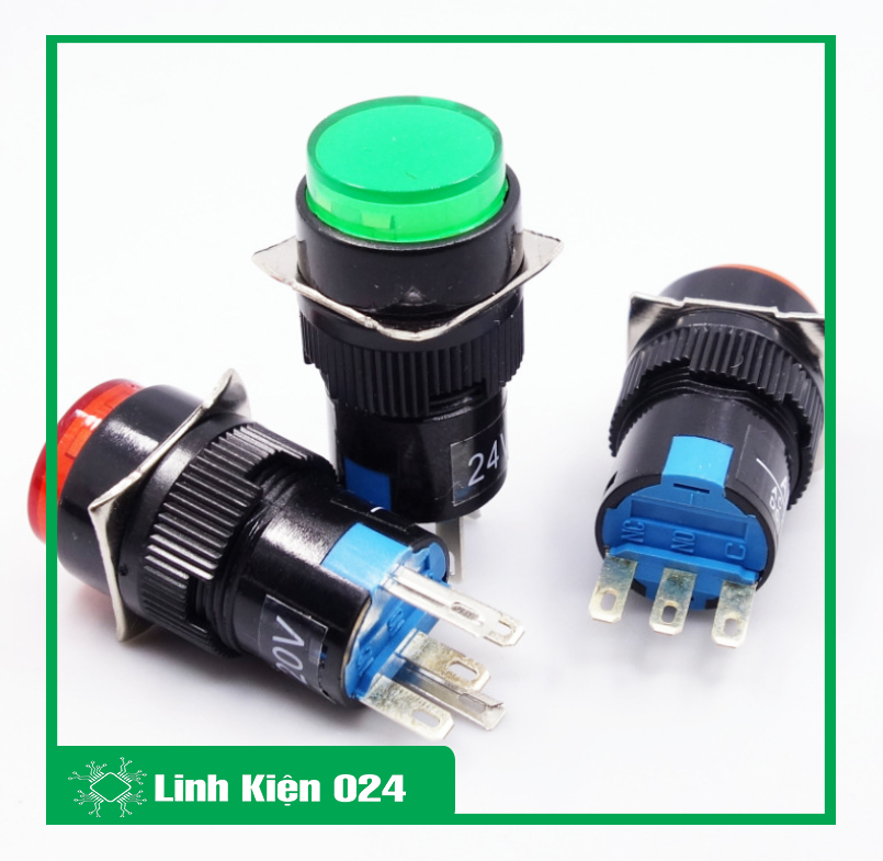 Nút Nhấn Đề 16mm-220VAC AL6- A Nhấn Giữ Có Đèn