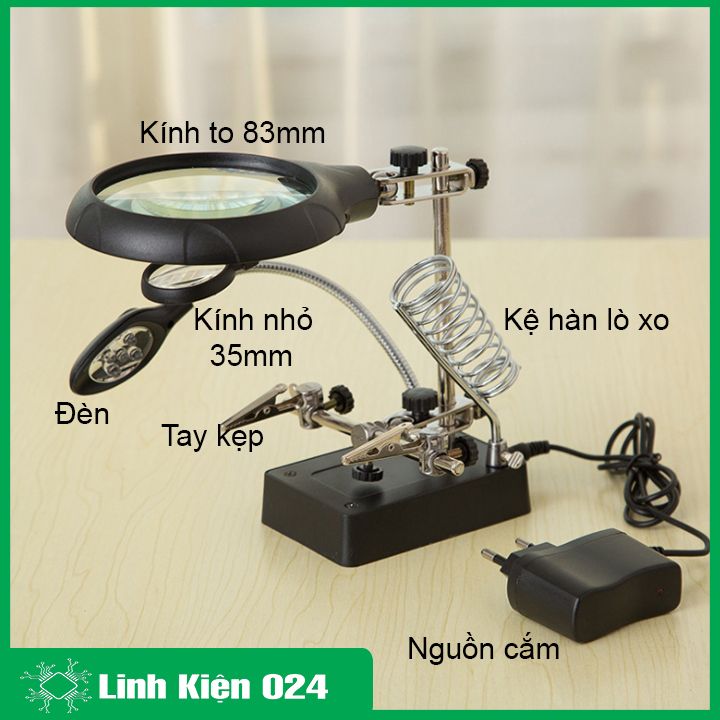 Kính Lúp Đôi Để Bàn Có Đèn Led Chiếu Sáng TE-800