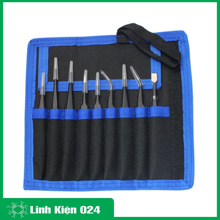 Bộ 9 Nhíp Kẹp ESD Inox Chống Tĩnh Điện Cao Cấp