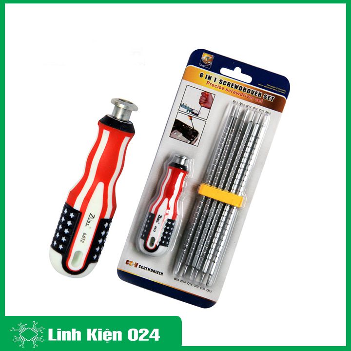 Bộ Tô Vít Cờ Mỹ 6 Trong 1 Cao Cấp 12 Đầu Vặn Vít