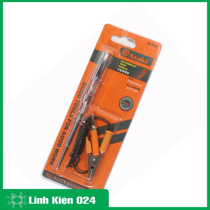 Bút Thử Điện Asaki 6-12-24 VDC (Kèm Dây Kẹp)