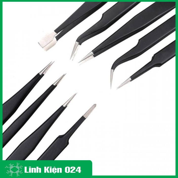 Bộ 9 Nhíp Kẹp ESD Inox Chống Tĩnh Điện Cao Cấp