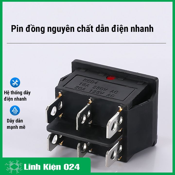 Công Tắc Bập Bênh KCD4 6P 3 Chế Độ Có Đèn
