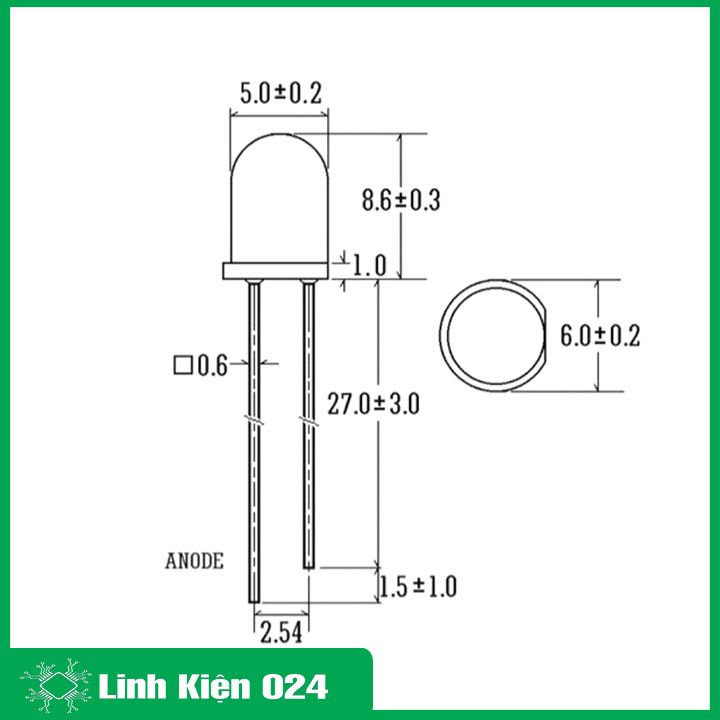 Led Đơn 5mm Siêu Sáng Gói 100 Bóng - Chân Dài - Trắng