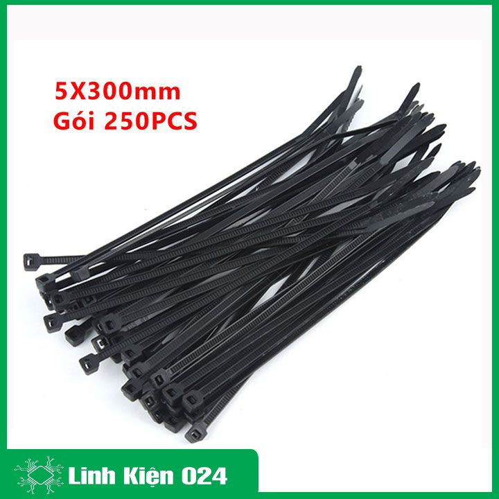 Gói 250PCS Dây Thít Đen 5X300mm