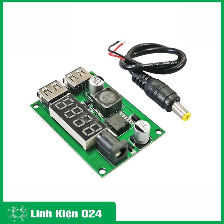 Module Hạ Áp Buck DC-DC Vin 6-40VDC Vout 5VDC 3A 2 Đầu Ra USB V3 (K2E6)