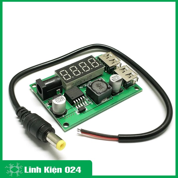 Module Hạ Áp Buck DC-DC Vin 6-40VDC Vout 5VDC 3A 2 Đầu Ra USB V3 (K2E6)