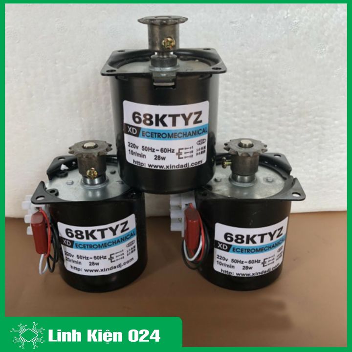 ĐỘNG CƠ GIẢM TỐC 220VAC 28W 68KTYZ TRỤC 7MM