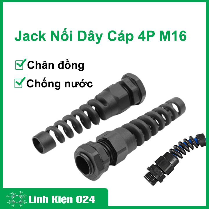 Jack Nối Dây 4P Chống Nước Jack Nguồn Camera M16 Chân Đồng