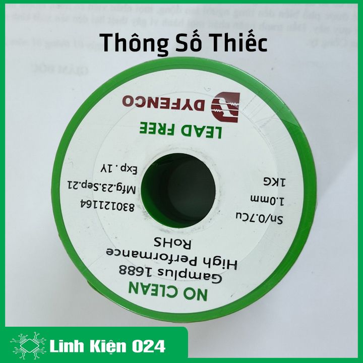 Thiếc Hàn Không Chì DYFENCO Hàng Đài Loan 1.0mm Cuộn 5 Mét