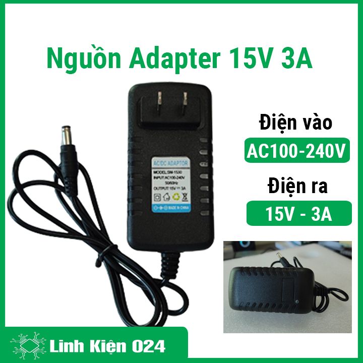 Nguồn Adapter 15V 3A DC 5.5x2.1mm Nguồn Loa Vi Tính
