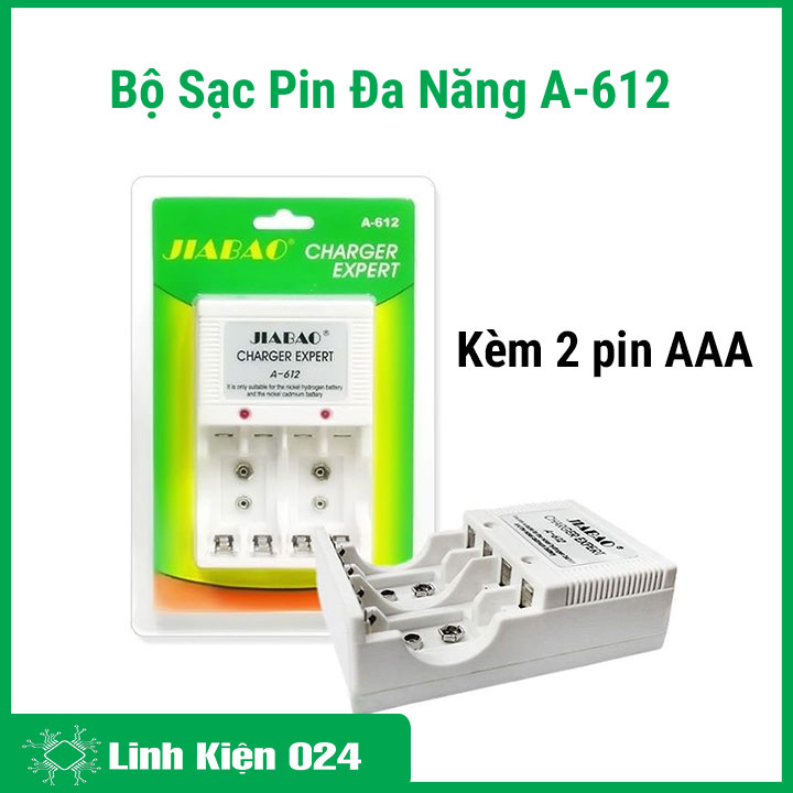 Bộ Sạc Pin Đa Năng A-612 Kèm 2 Pin Sạc 1.5 AAA 1800mAh
