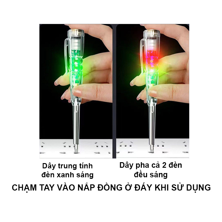 Bút Thử Điện Cảm Biến  2 Pha Nóng Lạnh Tự Động Sáng Đèn Xanh Đỏ