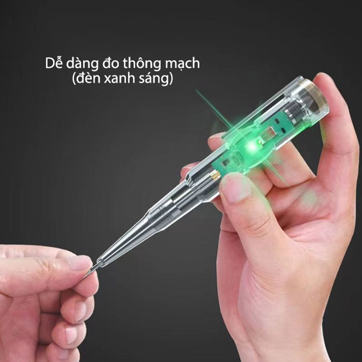 Bút Thử Điện Cảm Biến  2 Pha Nóng Lạnh Tự Động Sáng Đèn Xanh Đỏ