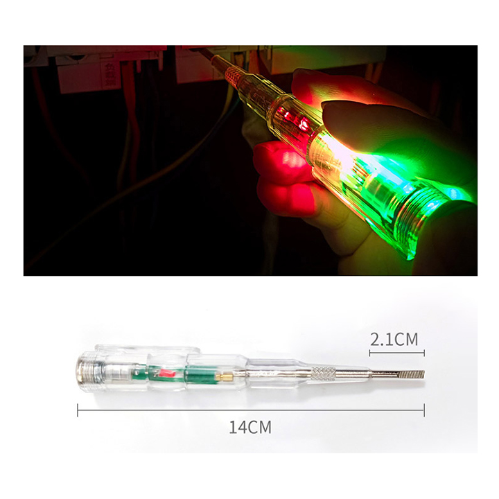 Bút Thử Điện Cảm Biến  2 Pha Nóng Lạnh Tự Động Sáng Đèn Xanh Đỏ