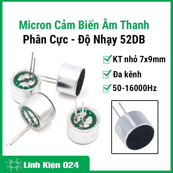 Mic - Micro 7x9mm Cảm Biến Âm Thanh Có Phân Cực - Độ Nhạy 52DB