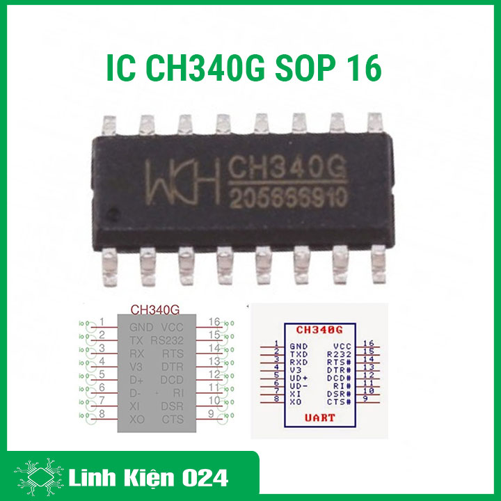 IC Chuyển Đổi CH340G SOP16 (K9E9)