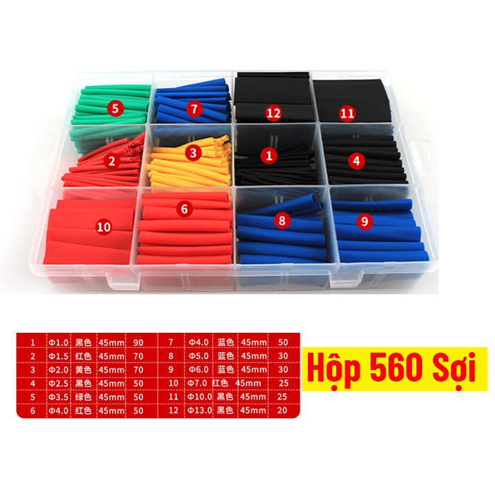 Combo Gen Co Nhiệt Đủ Màu Cắt Sẵn Nhiều Cỡ