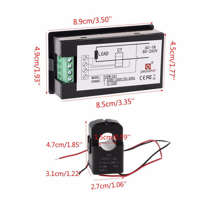 Công Tơ Điện Tử PZEM-061 80VAC-260VAC 100A(K4G8)
