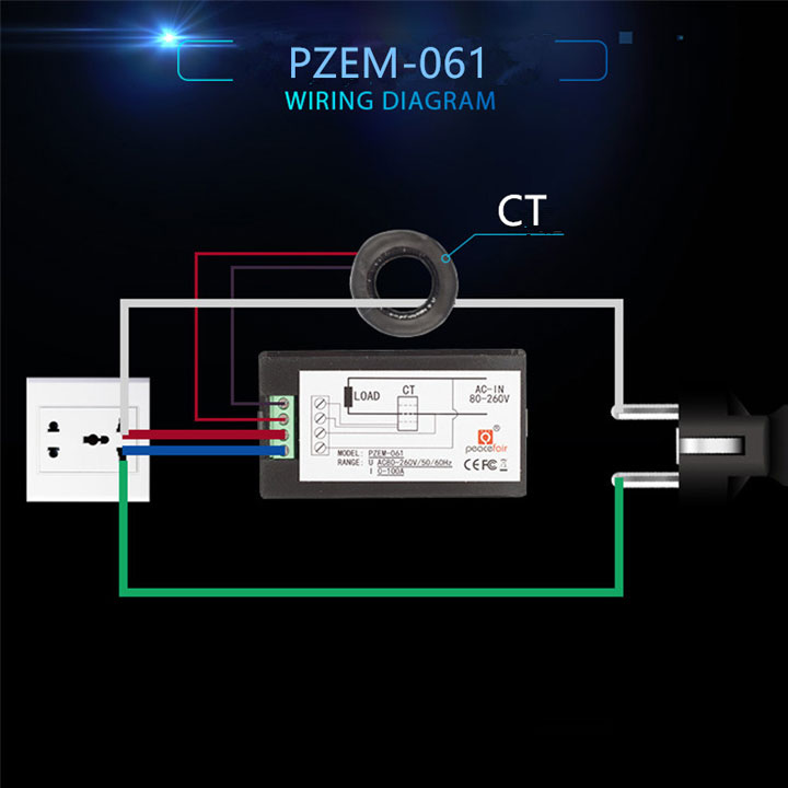 Công Tơ Điện Tử PZEM-061 80VAC-260VAC 100A(K4G8)