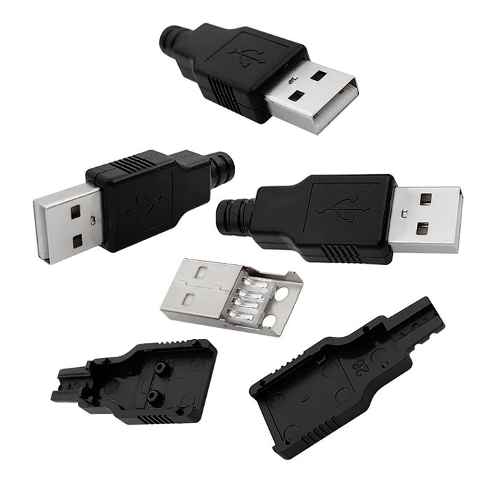 Đầu Jack Cổng USB A Đực 4P + Vỏ