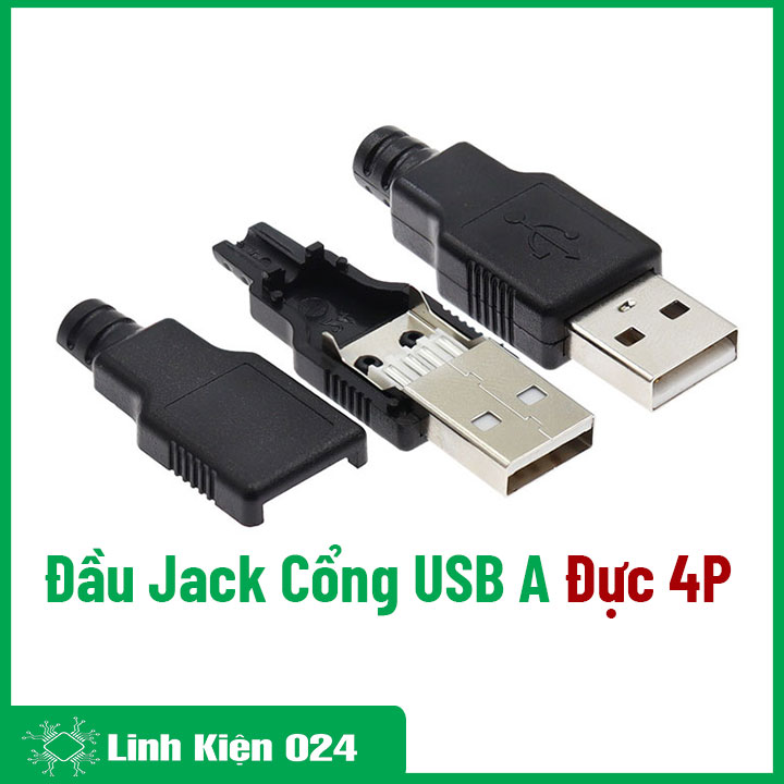 Đầu Jack Cổng USB A Đực 4P + Vỏ