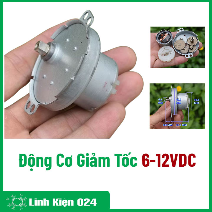 Động Cơ Giảm Tốc JS305S 6-12VDC 6-14 Vòng/Phút Bánh Răng Kim Loại