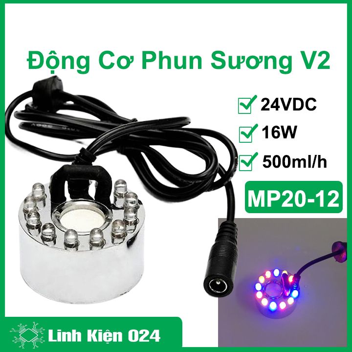 Động Cơ Phun Sương MP20-12 20mm 24VDC 16W 500ml/h V2