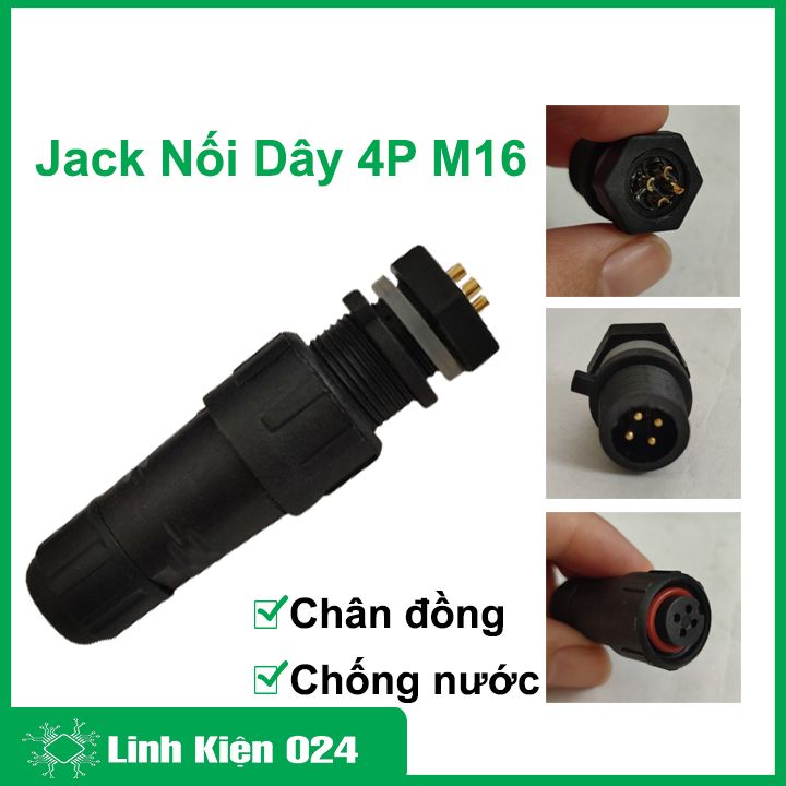 Jack Nối Dây 4P Chống Nước Jack Nguồn Camera M16 Chân Đồng