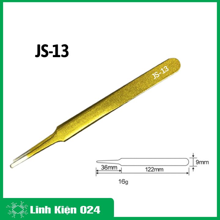 Nhíp JS Thép Không Gỉ Mạ Vàng Đa Năng Gắp Linh Kiện, Nhặt Lông Yến, Làm Nail Siêu Cứng Cao Cấp