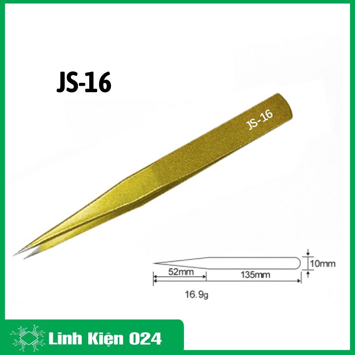 Nhíp JS Thép Không Gỉ Mạ Vàng Đa Năng Gắp Linh Kiện, Nhặt Lông Yến, Làm Nail Siêu Cứng Cao Cấp