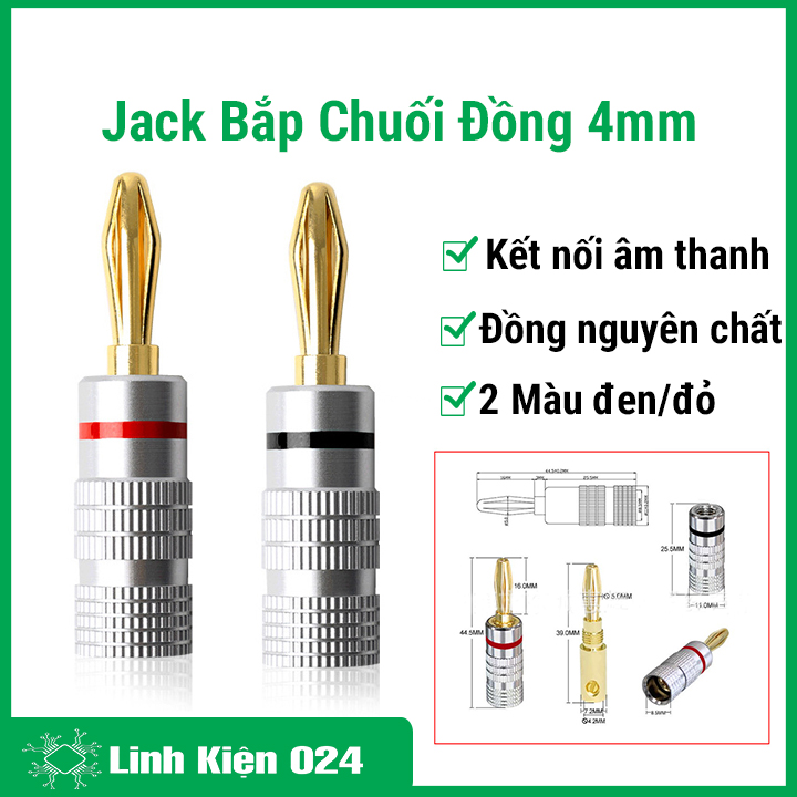 Jack Bắp Chuối Đồng Nguyên Chất 4mm Jack Kết Nối, Âm Thanh