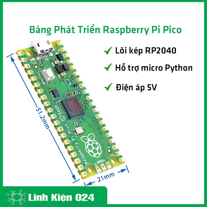 Bảng Phát Triển Raspberry Pi Pico Raspberry Pi PICO Lõi Kép RP2040 Hỗ Trợ Mciro Python