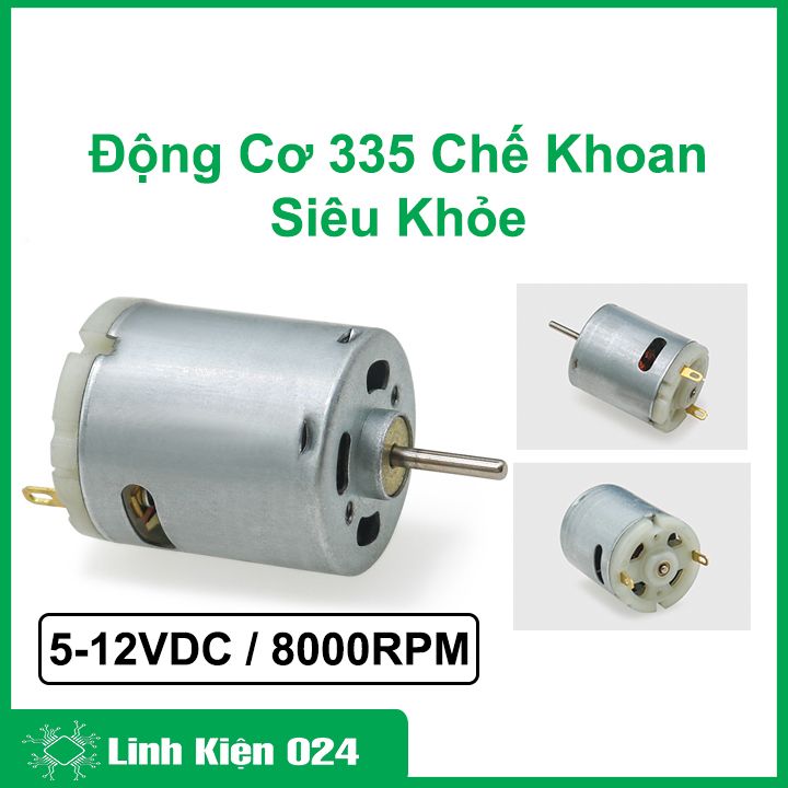 Động Cơ 335 5-12VDC Trục 2.3mm 8000RBM Chế Khoan Siêu Khỏe