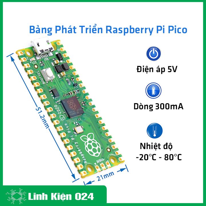 Bảng Phát Triển Raspberry Pi Pico Raspberry Pi PICO Lõi Kép RP2040 Hỗ Trợ Mciro Python