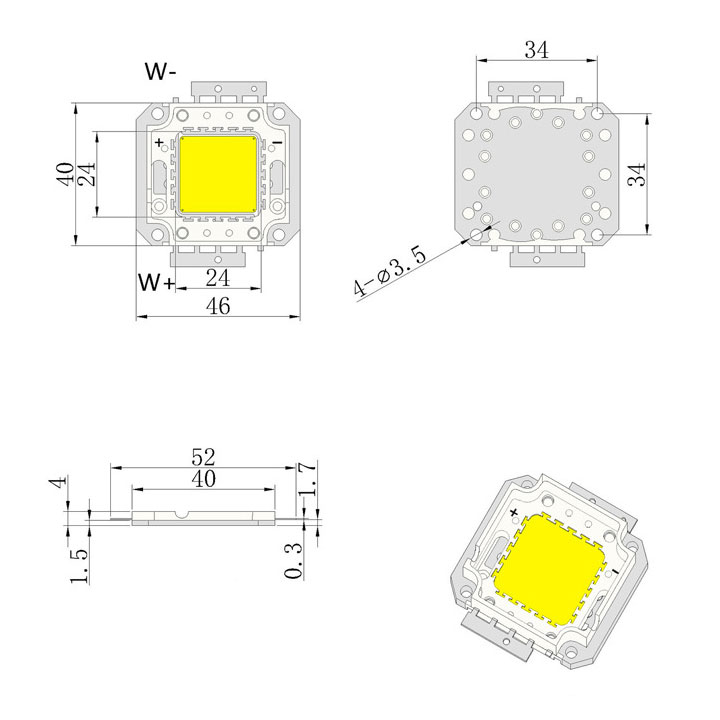 LED Công Suất 50W 36V Sáng Trắng