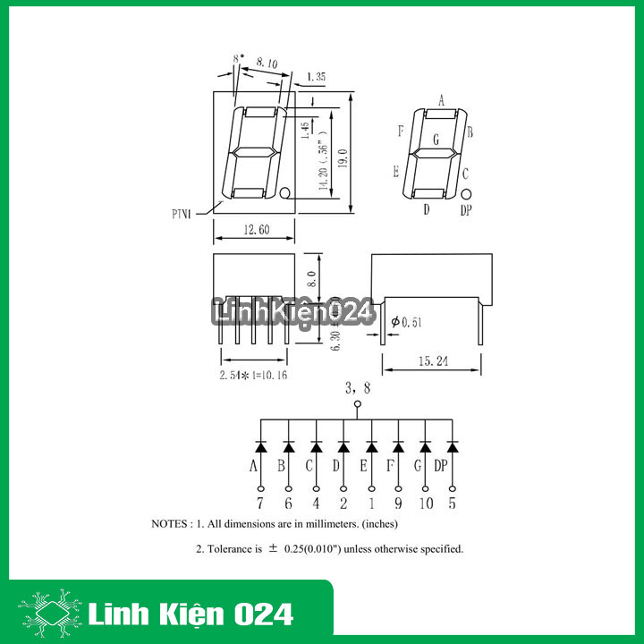 Led 7 Thanh Anot Chung 0,56Inch ( Sáng Đỏ )