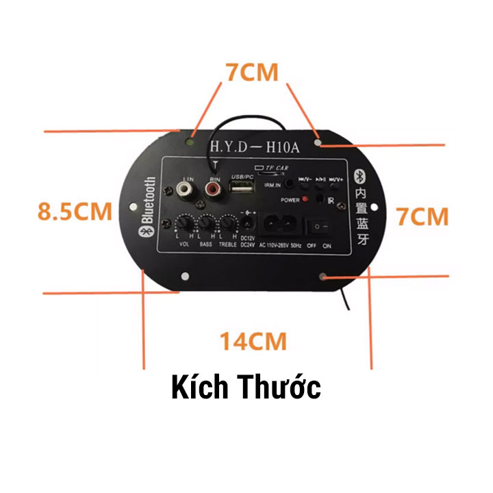 Mạch Loa Siêu Trầm 220VAC 12V-24VDC/Bluetooth/Loa 6-10 Inch 120W H10A