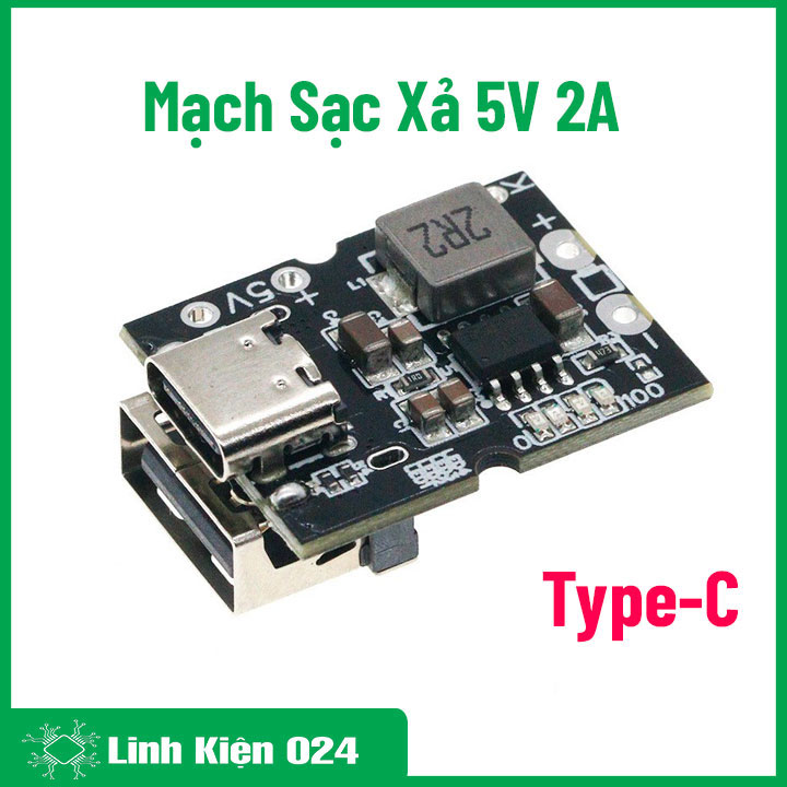 Mạch Sạc Xả 5V 2A Cổng Vào Type-C Cho Pin Lithium 4.2V